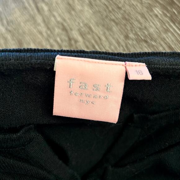 Vintage Fast Forward NYC Black Cardigan Girls Size 16 Ruched Long Sleeve V Neck - Picture 3 of 9